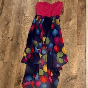 Trac Strapless Multicolor Polka Dot Dress